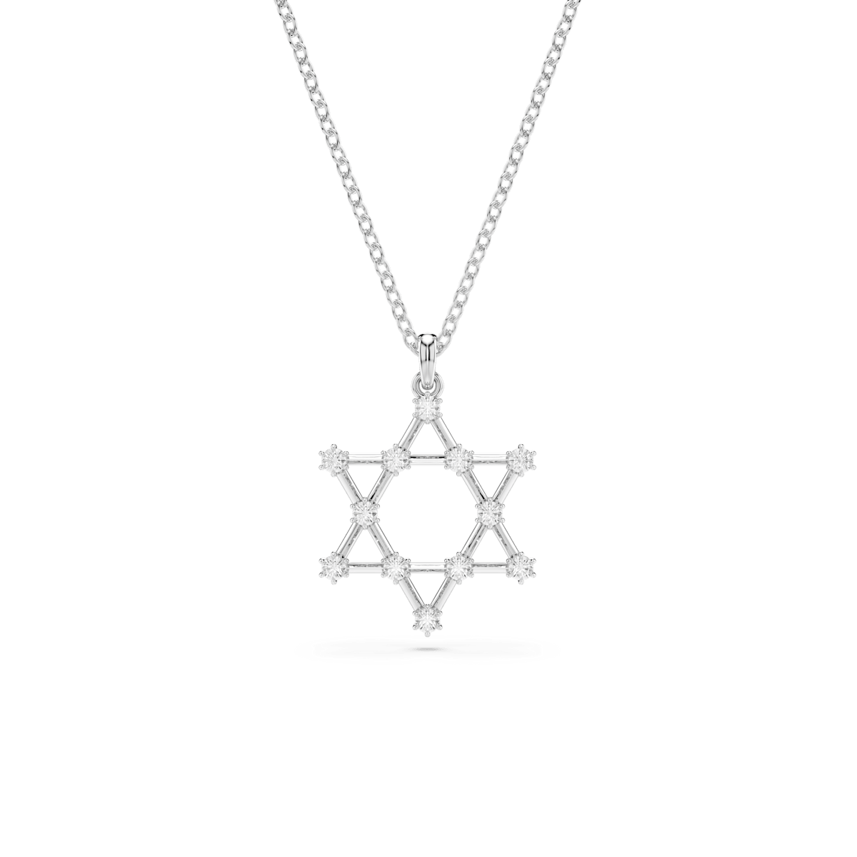 Insigne pendant, Round cut, Star, White, Rhodium plated