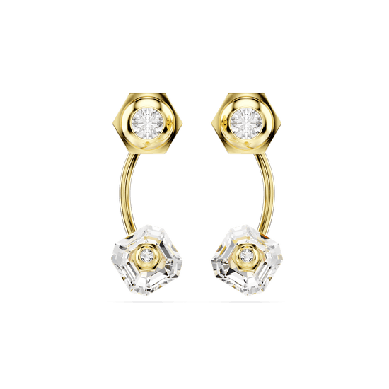 Numina earring jackets, Mixed cuts, White, Gold-tone plated