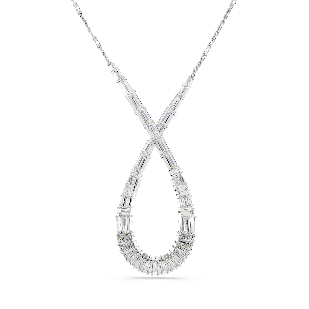 Hyperbola pendant, Mixed cuts, Infinity, White, Rhodium plated