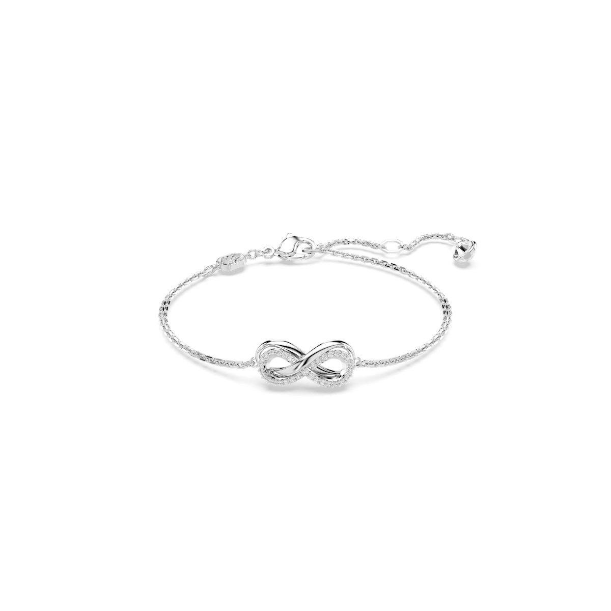 Hyperbola bracelet, Infinity, White, Rhodium plated