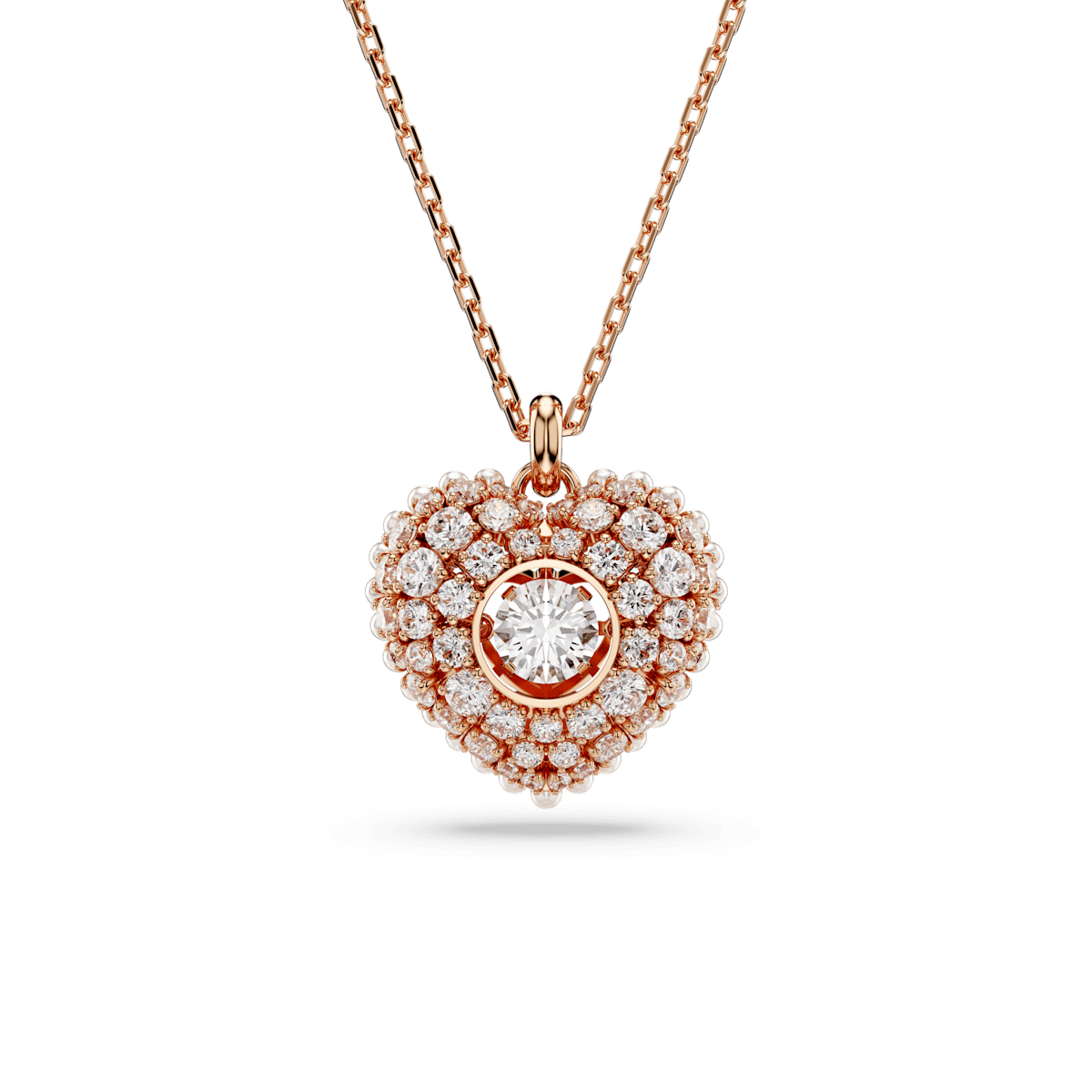 Hyperbola pendant, Heart, White, Rose gold-tone plated