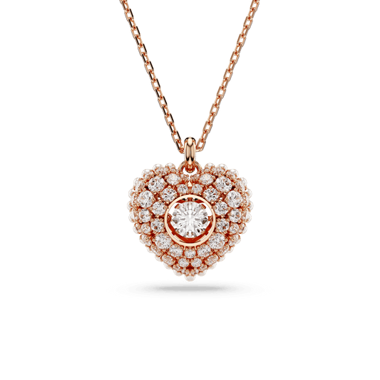 Hyperbola pendant, Heart, White, Rose gold-tone plated