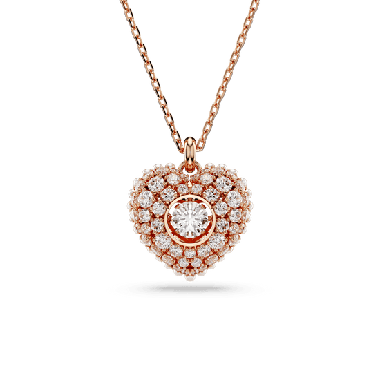 Hyperbola pendant, Heart, White, Rose gold-tone plated