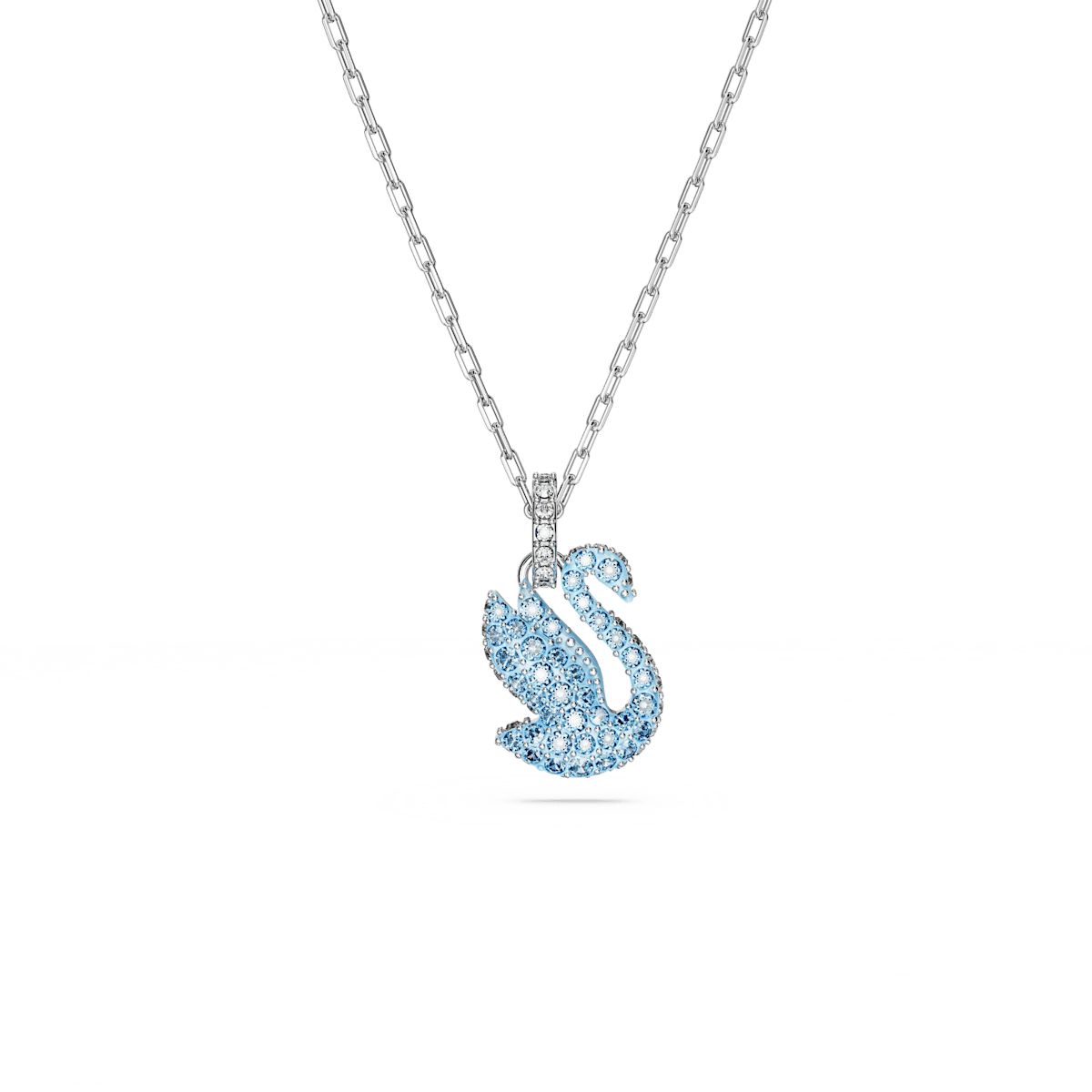 Swarovski Iconic Swan pendant, Swan, Small, Blue, Rhodium plated