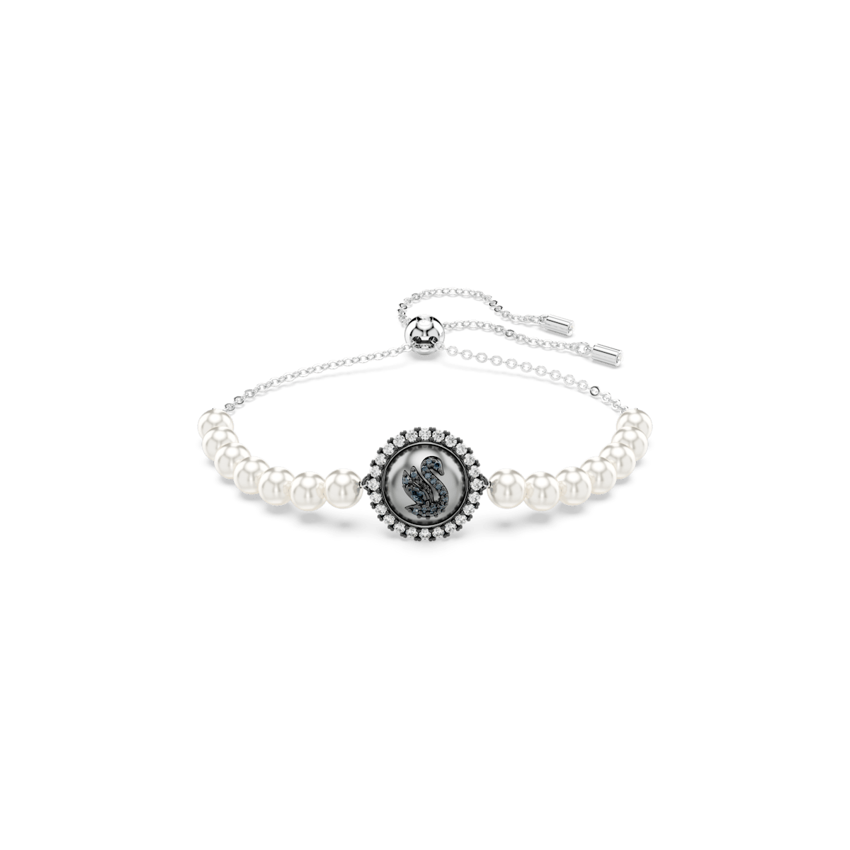 Swarovski Iconic Swan bracelet, Swan, Gray, Rhodium plated
