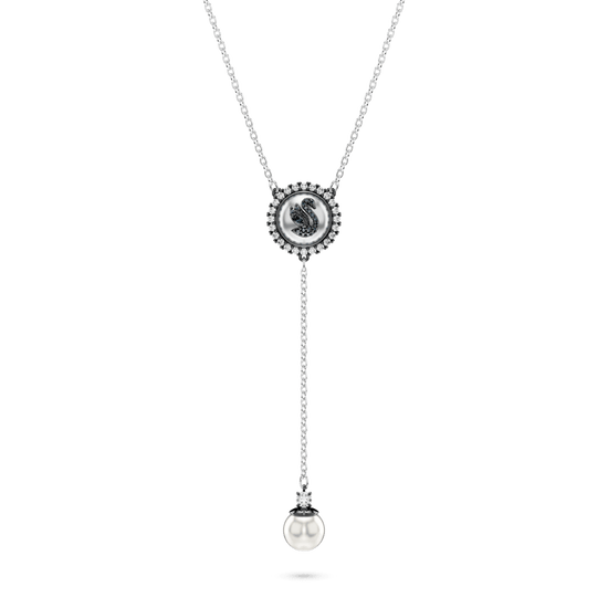 Swarovski Iconic Swan Y pendant, Swan, Gray, Rhodium plated