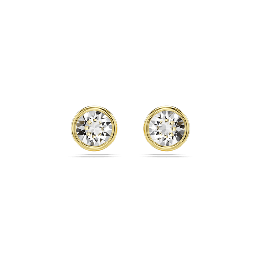 Imber stud earrings, Round cut, White, Gold-tone plated