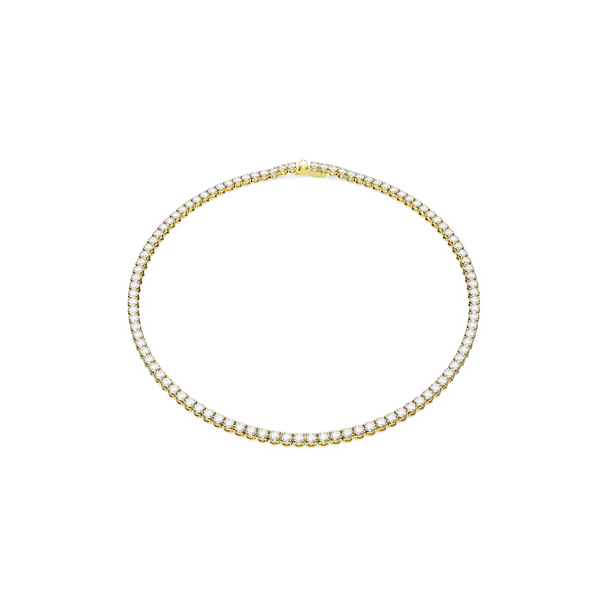 Matrix Tennis necklace, Round cut, White, Gold-tone plated