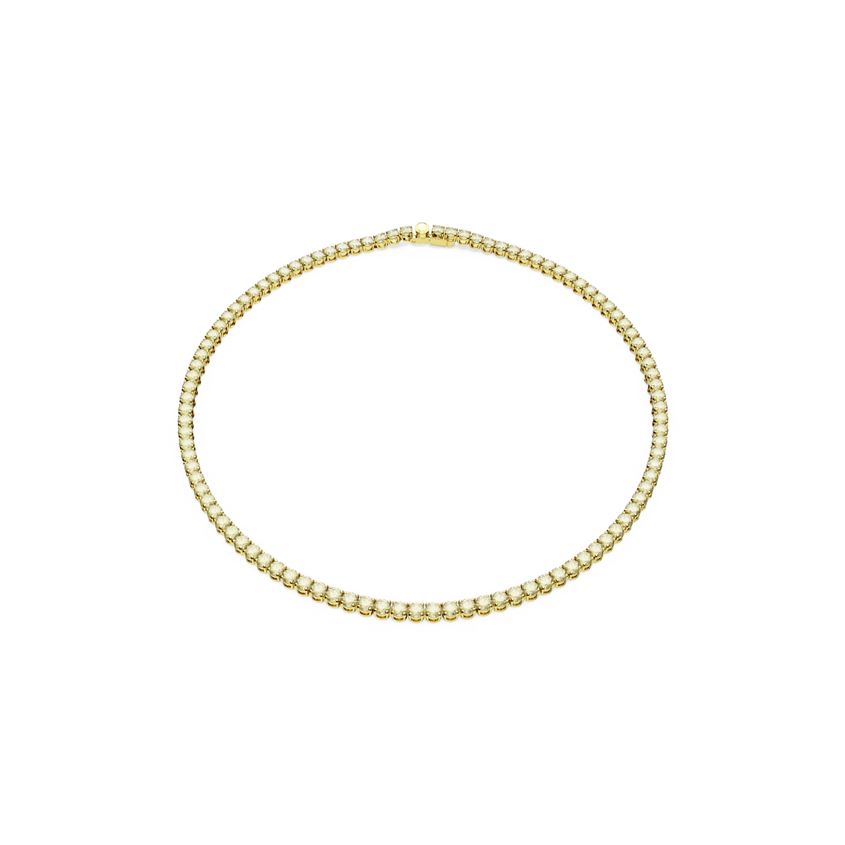 Matrix Tennis necklace, Round cut, Yellow, Gold-tone plated