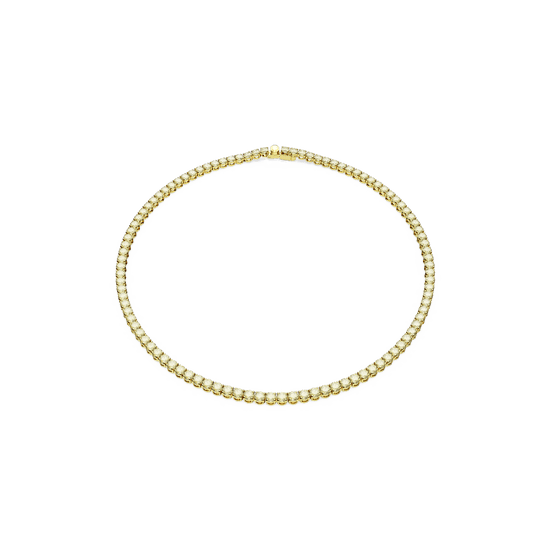 Matrix Tennis necklace, Round cut, Yellow, Gold-tone plated
