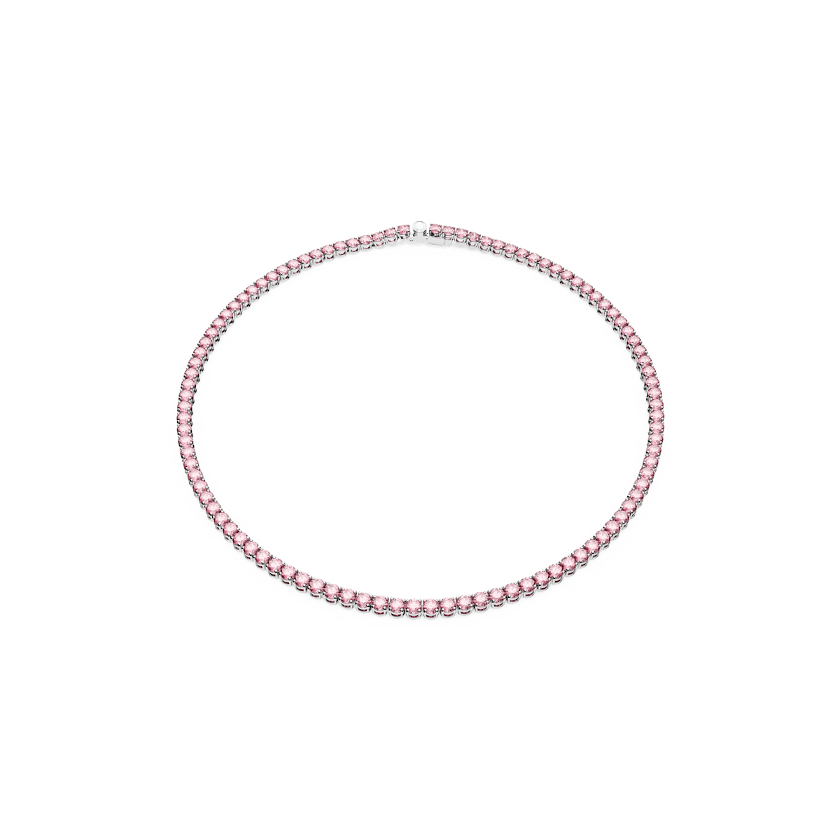 Matrix Tennis necklace, Round cut, Pink, Rhodium plated