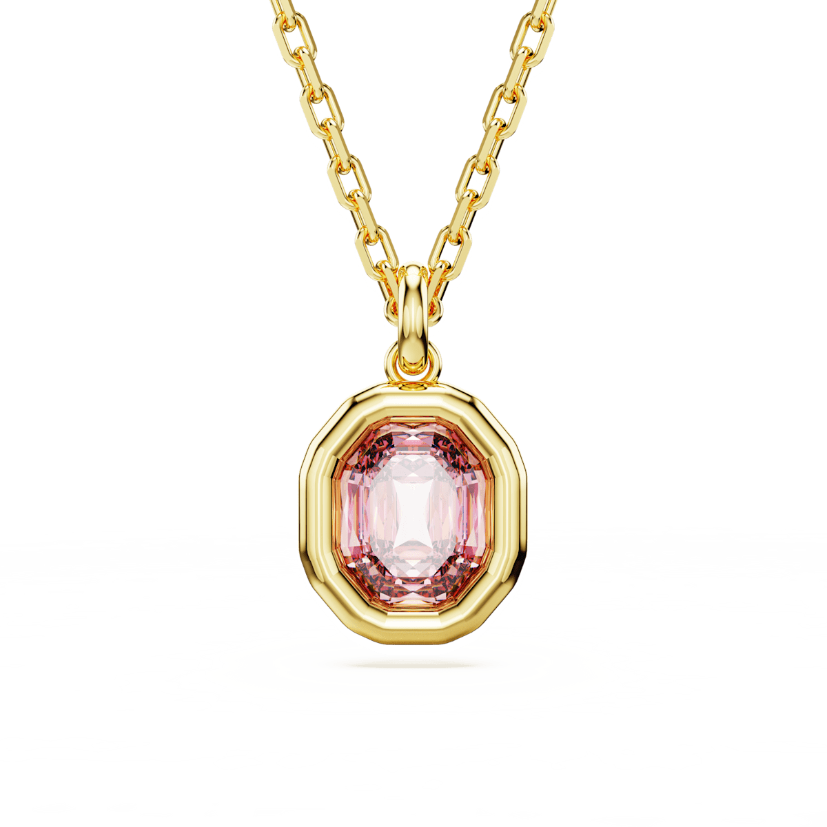 Imber pendant, Octagon cut, Pink, Gold-tone plated