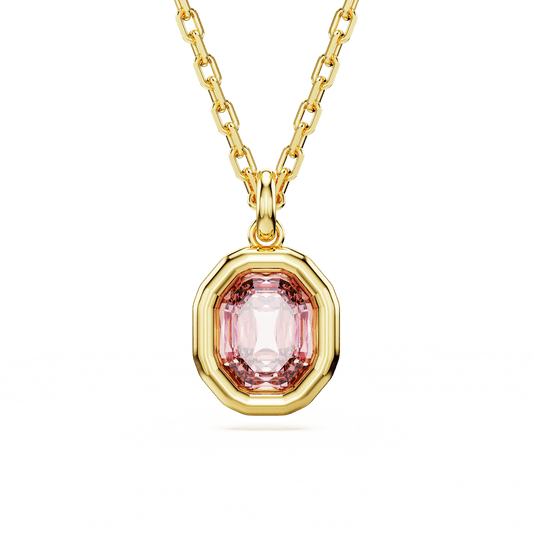 Imber pendant, Octagon cut, Pink, Gold-tone plated