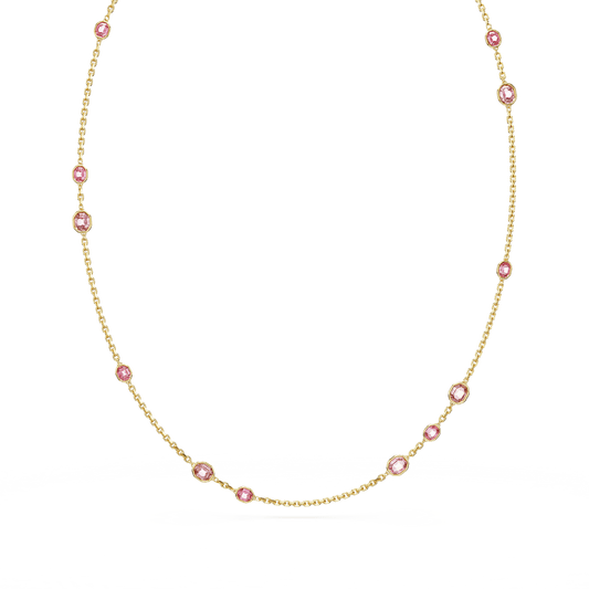 Imber strand, Round cut, Pink, Gold-tone plated