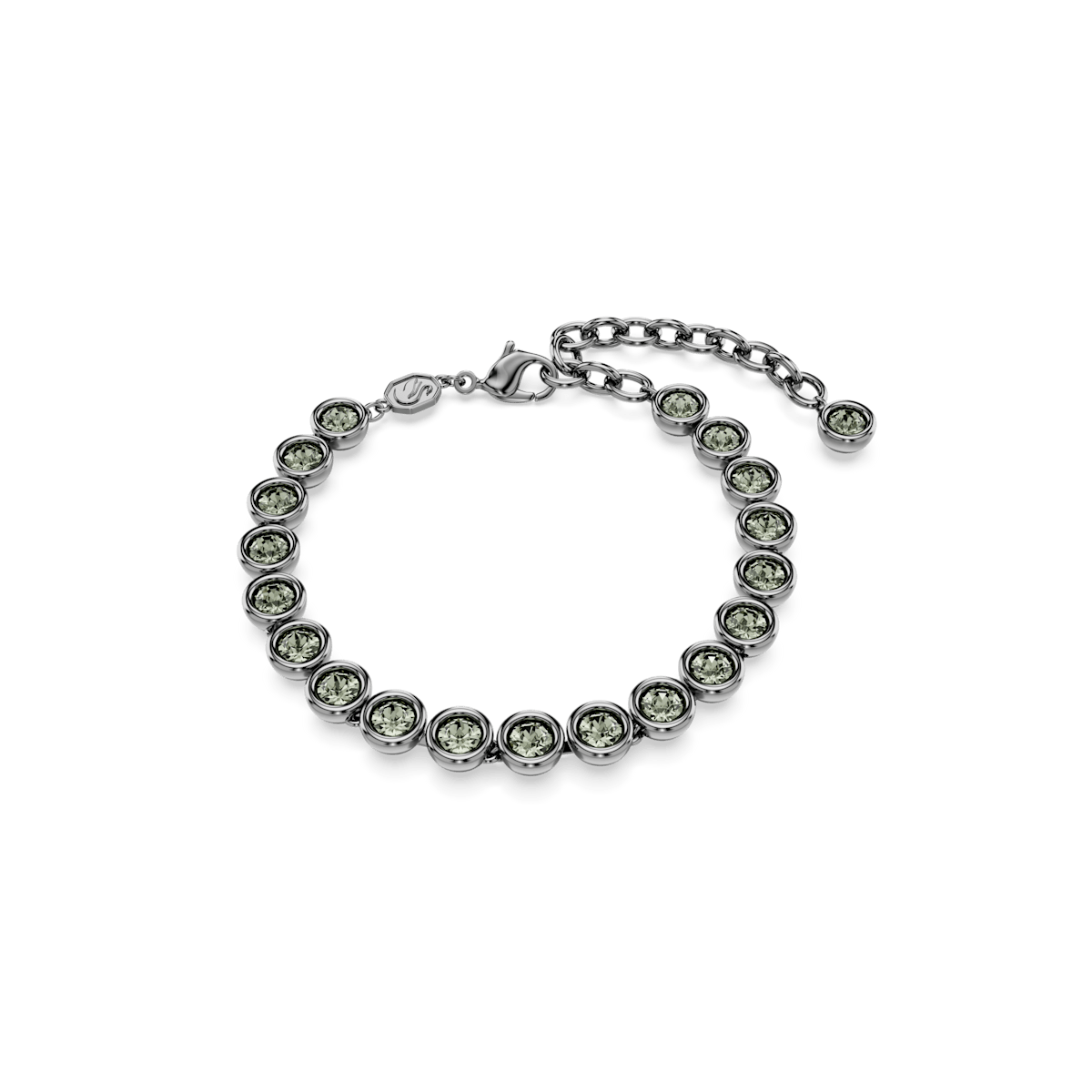 Imber Tennis bracelet, Round cut, Black, Ruthenium plated