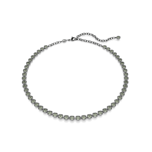 Imber Tennis necklace, Round cut, Gray, Ruthenium plated