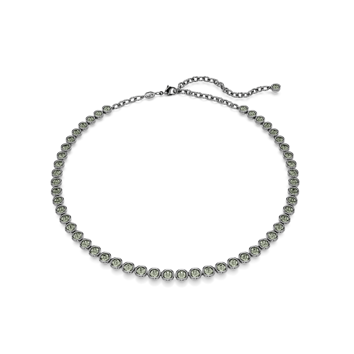 Imber Tennis necklace, Round cut, Gray, Ruthenium plated