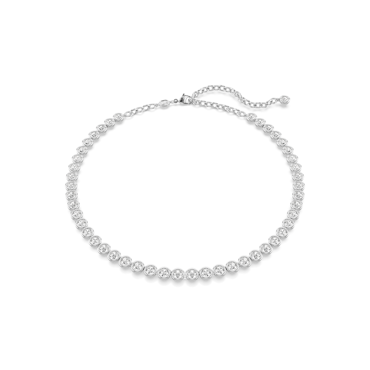 Imber Tennis necklace, Round cut, White, Rhodium plated