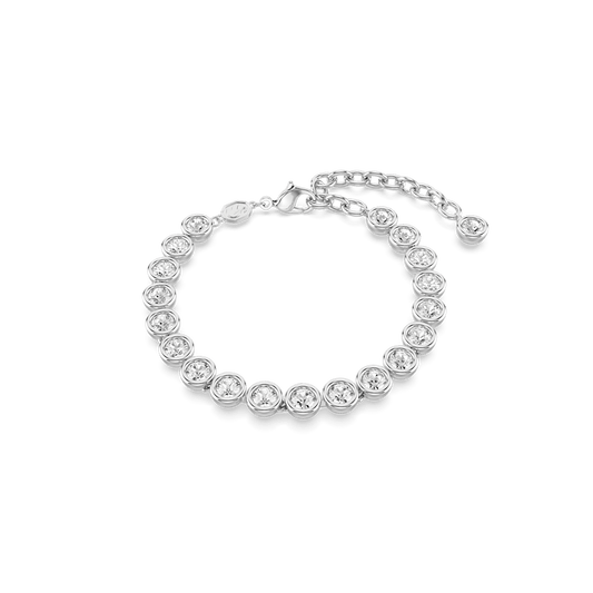 Imber Tennis bracelet, Round cut, White, Rhodium plated