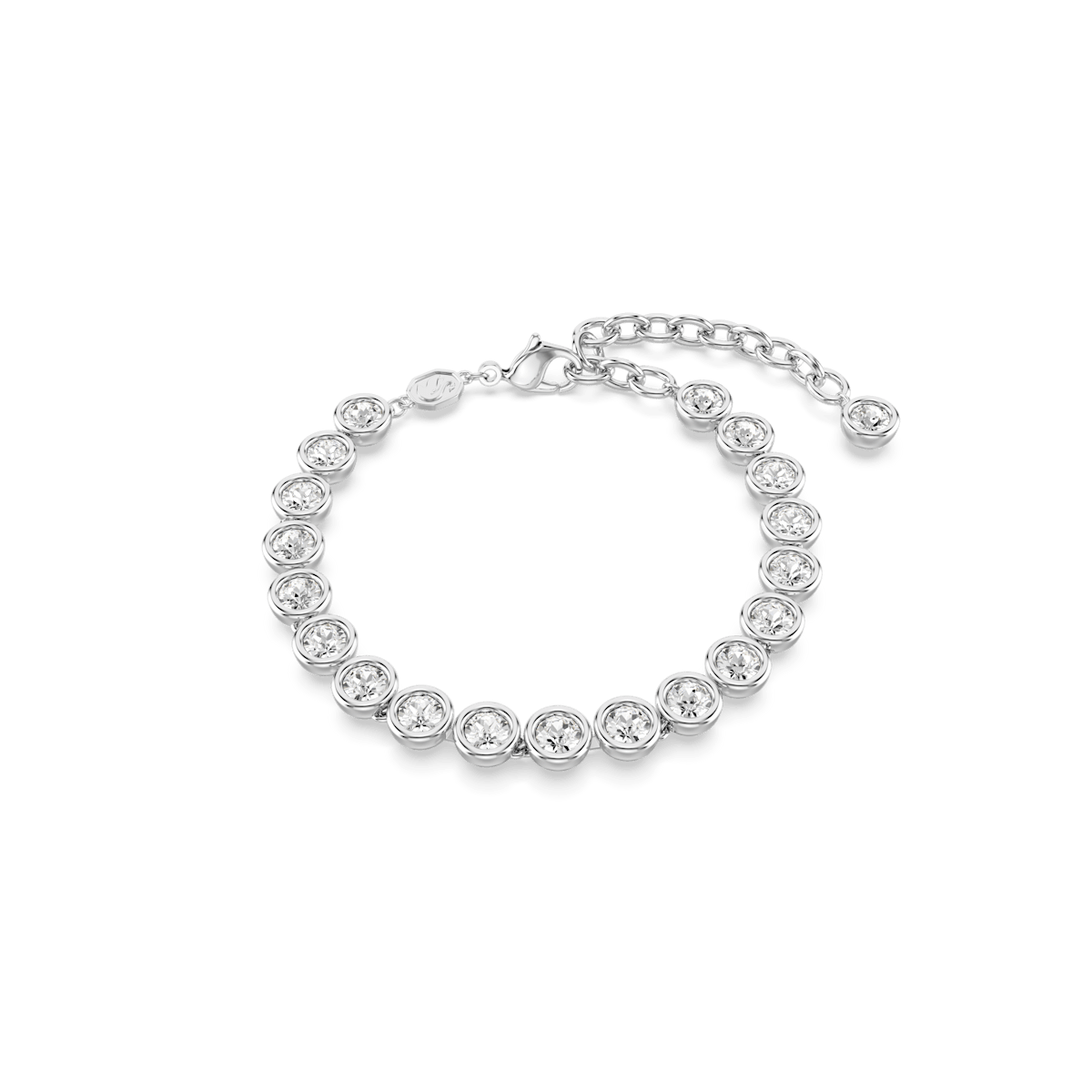 Imber Tennis bracelet, Round cut, White, Rhodium plated
