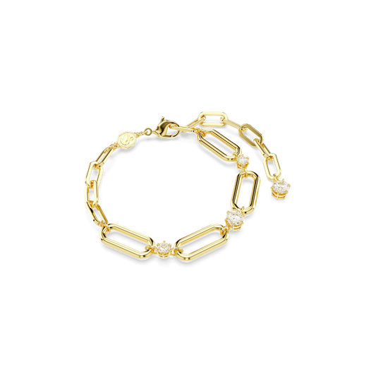 Constella bracelet, White, Gold-tone plated