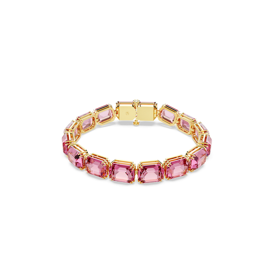 Millenia bracelet, Octagon cut, Pink, Gold-tone plated