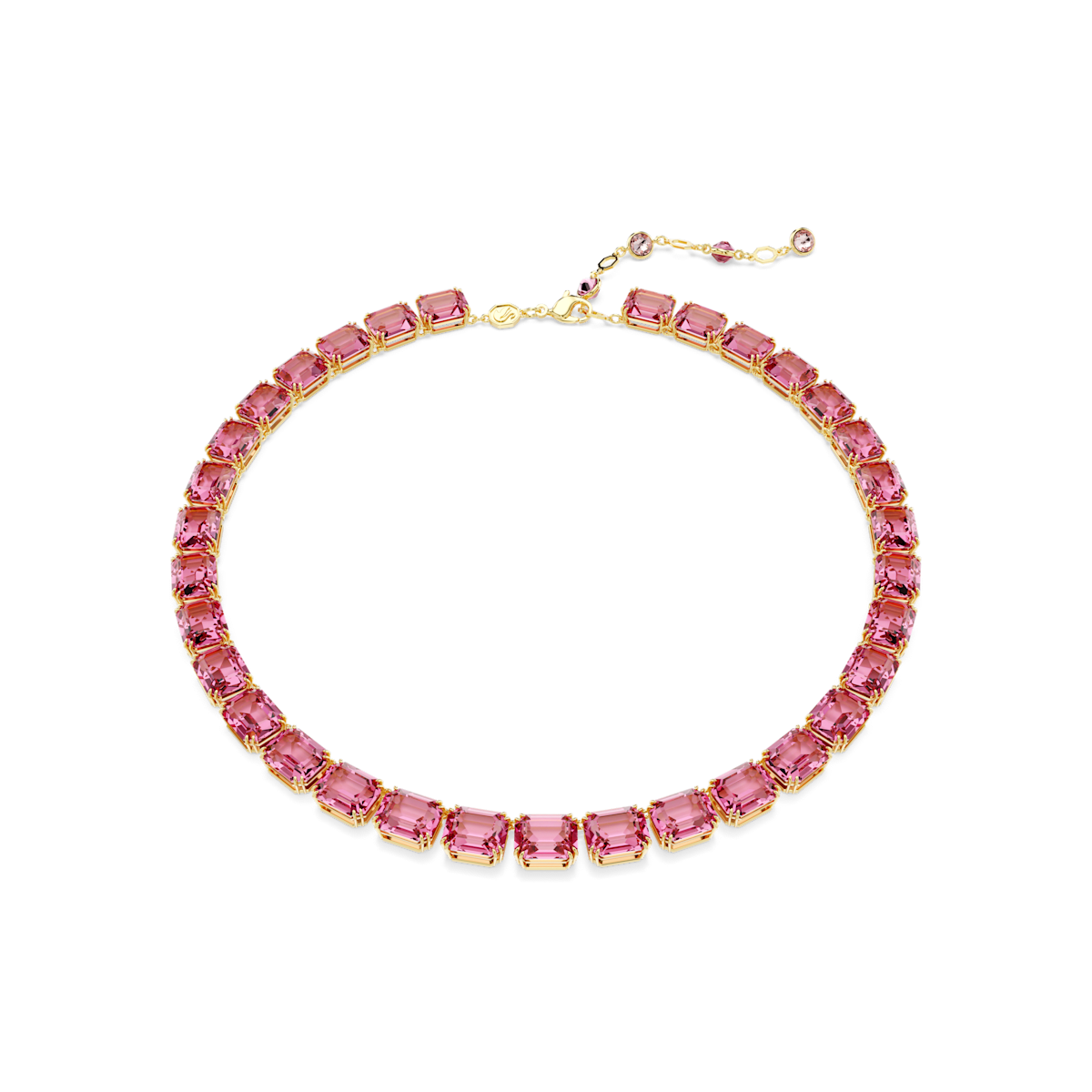 Millenia necklace, Octagon cut, Pink, Gold-tone plated