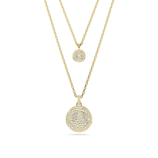 Meteora layered pendant, White, Gold-tone plated