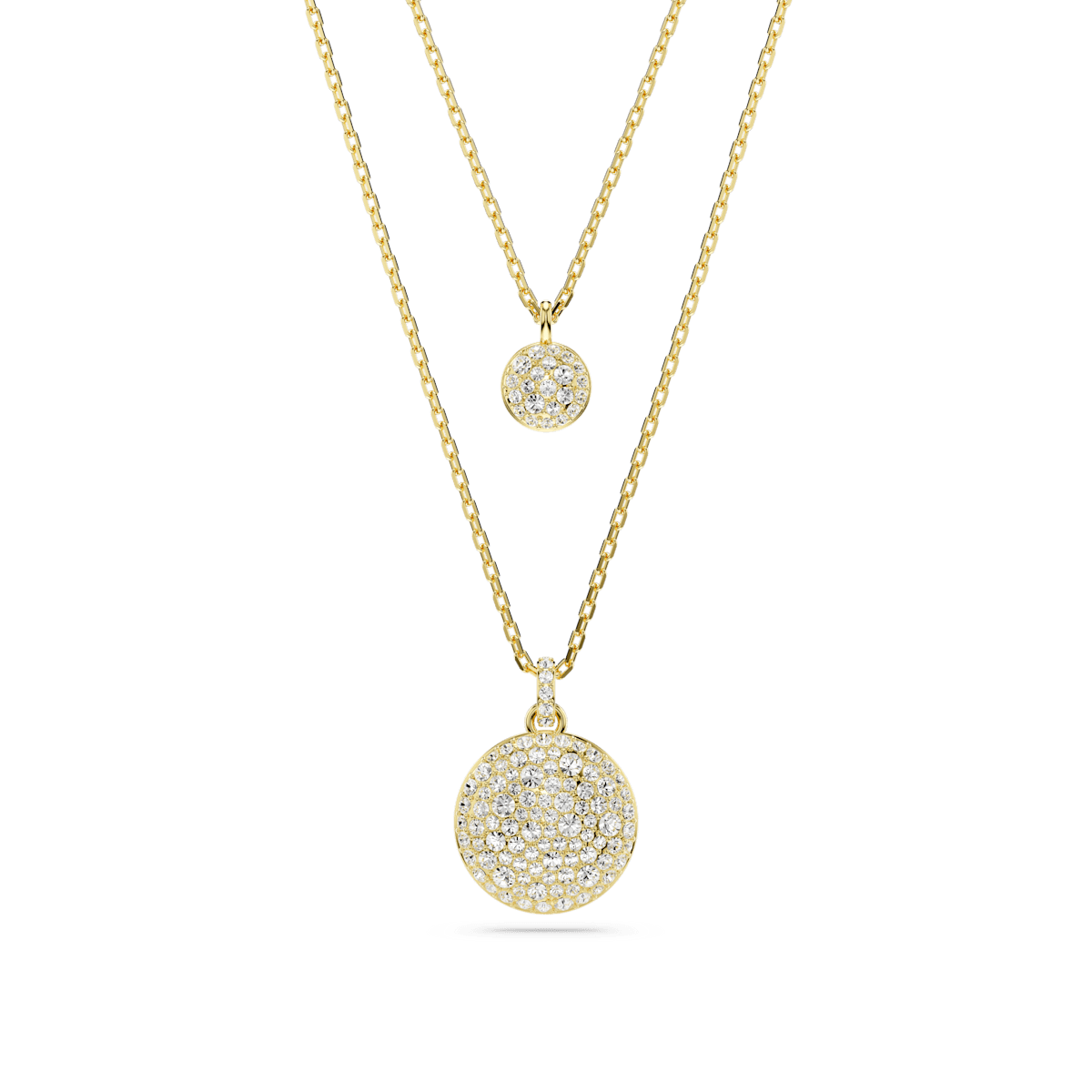 Meteora layered pendant, White, Gold-tone plated