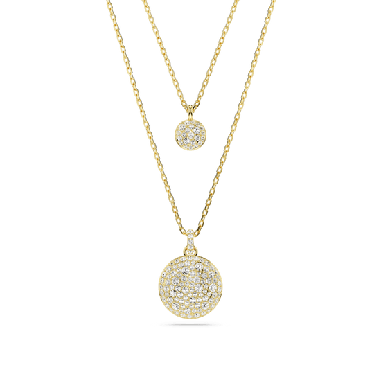 Meteora layered pendant, White, Gold-tone plated