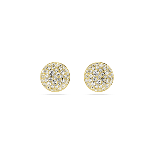 Meteora stud earrings, White, Gold-tone plated