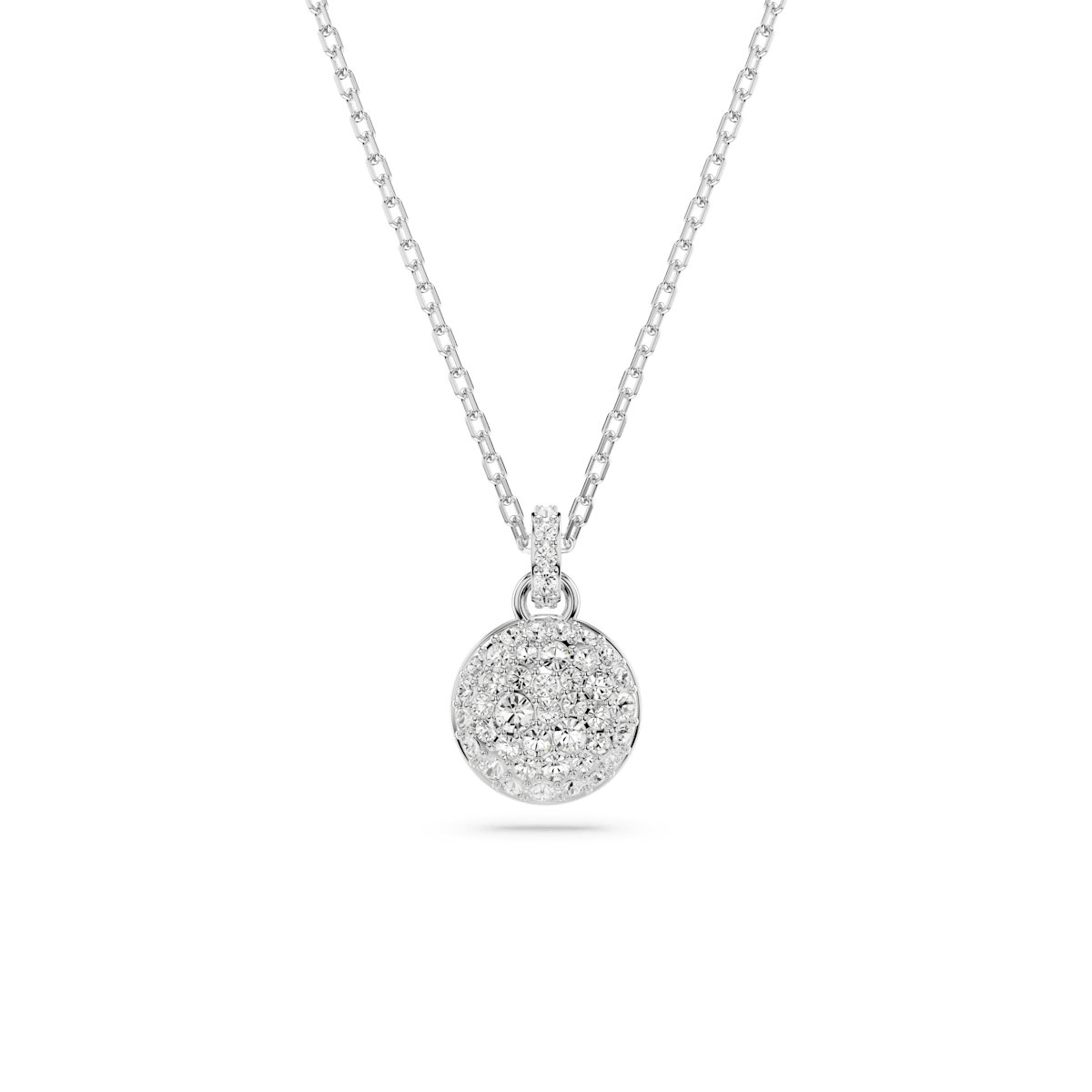 Meteora pendant, White, Rhodium plated