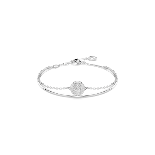 Meteora bangle, White, Rhodium plated