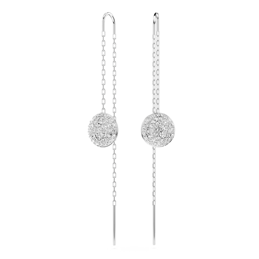 Meteora drop earrings, White, Rhodium plated