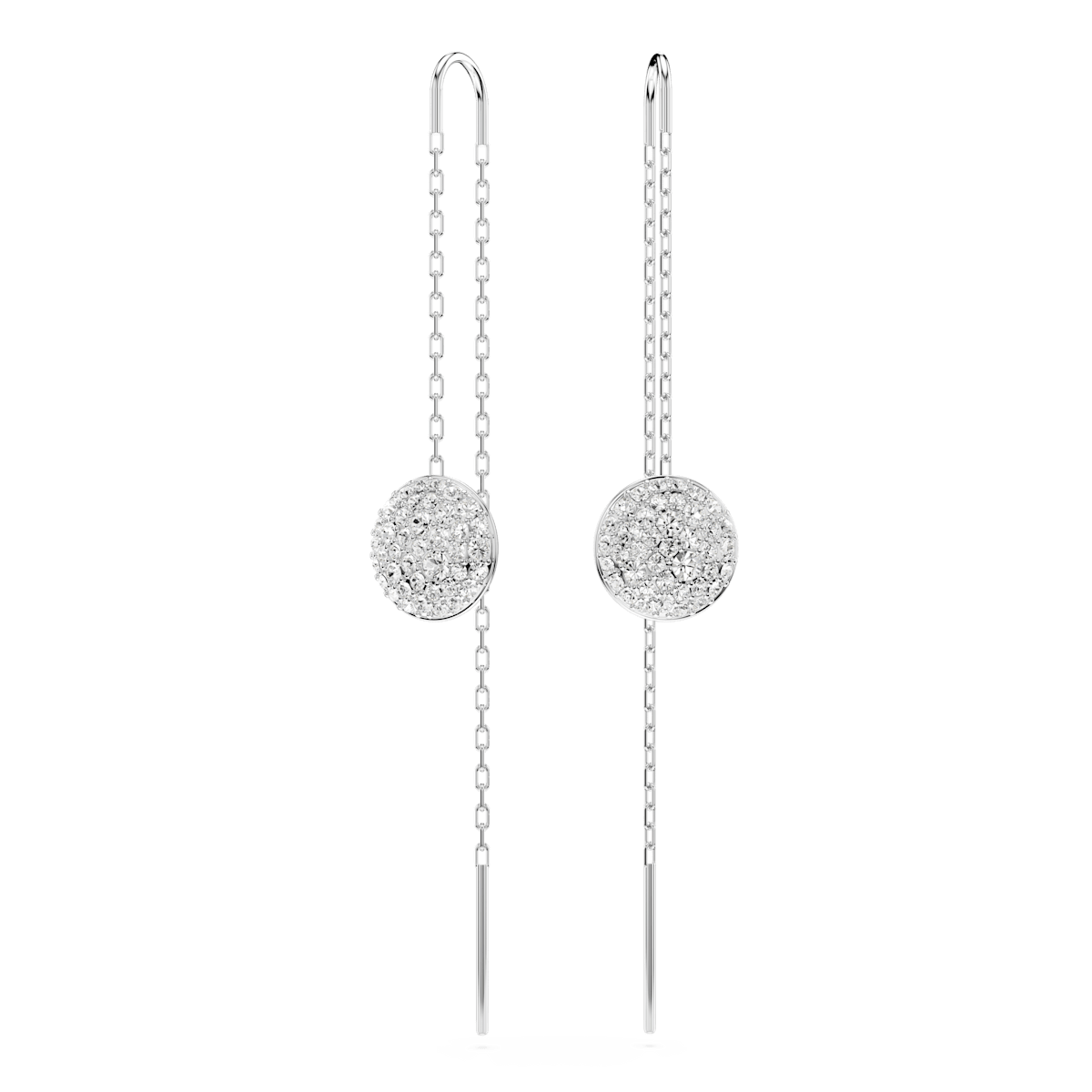Meteora drop earrings, White, Rhodium plated