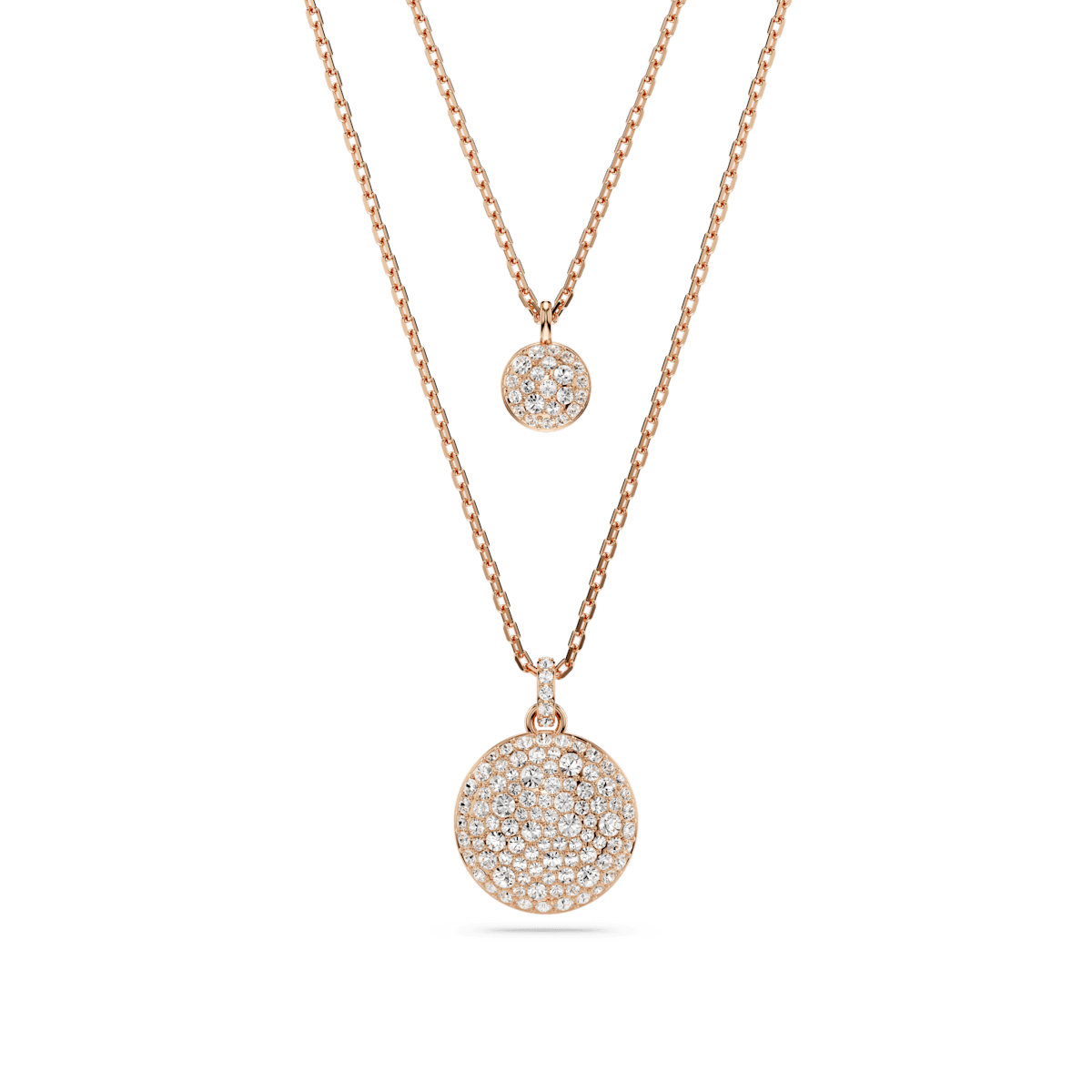 Meteora layered pendant, White, Rose gold-tone plated