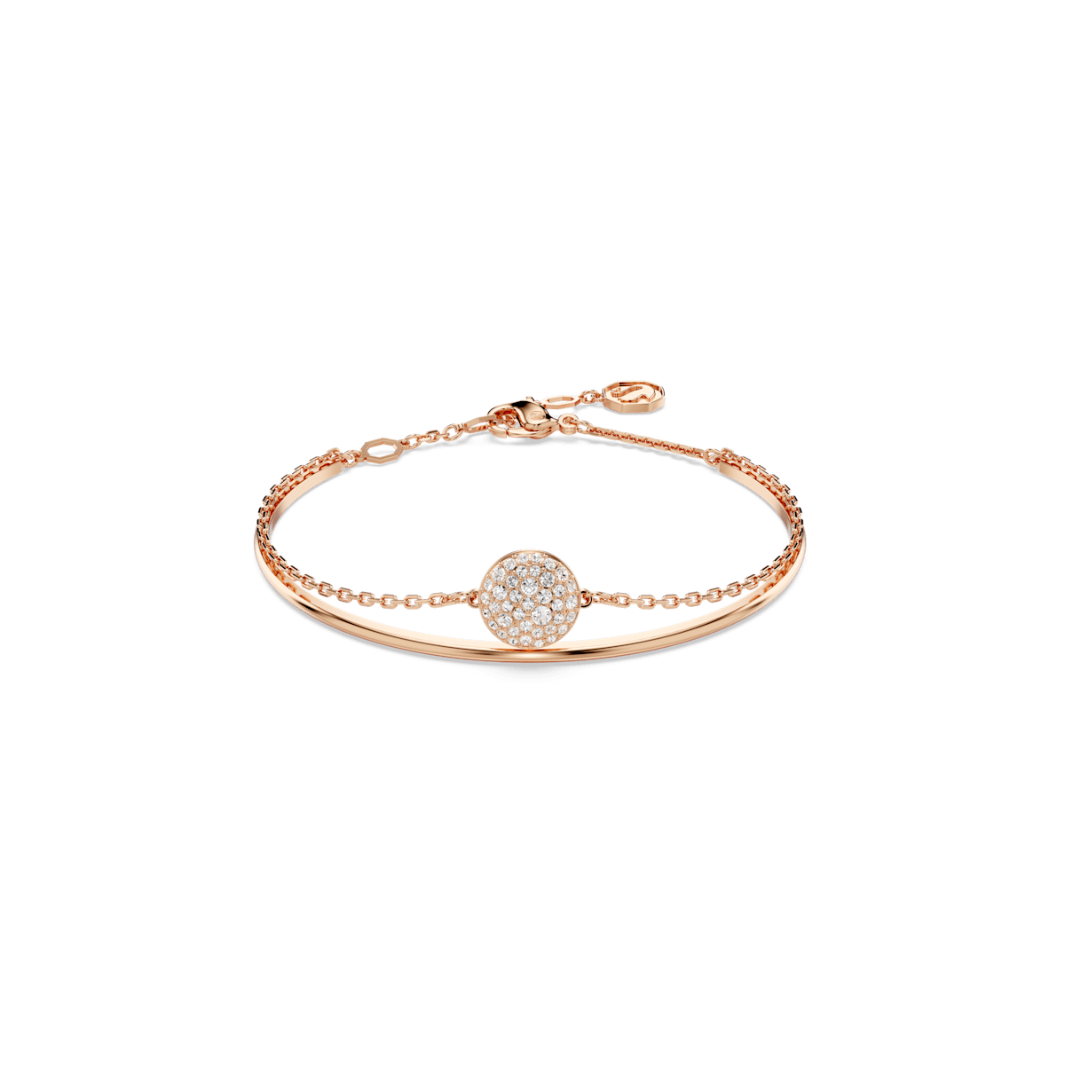Meteora bangle, White, Rose gold-tone plated