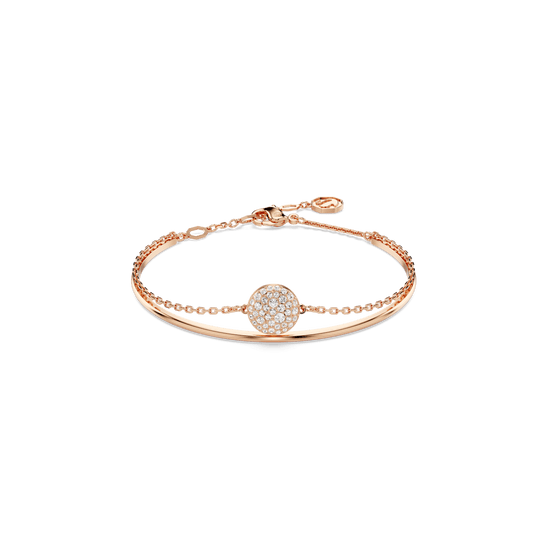 Meteora bangle, White, Rose gold-tone plated