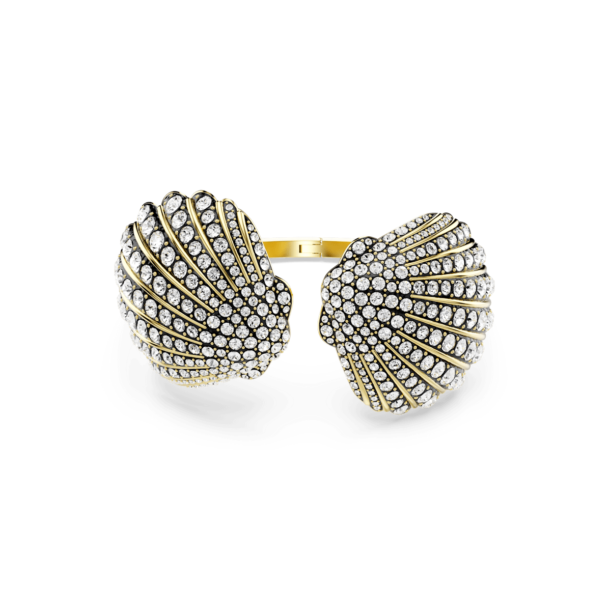 Idyllia bangle, Shell, White, Gold-tone plated