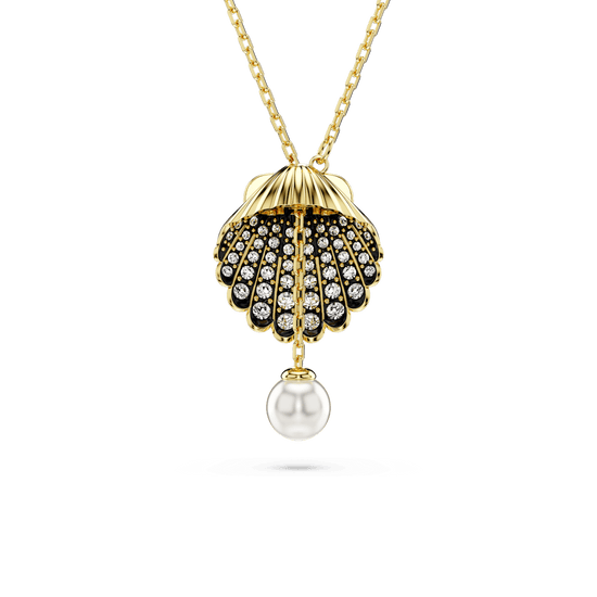 Idyllia Y pendant, Crystal pearl, Shell, White, Gold-tone plated