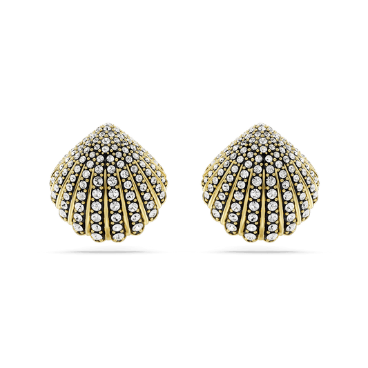 Idyllia stud earrings, Shell, White, Gold-tone plated