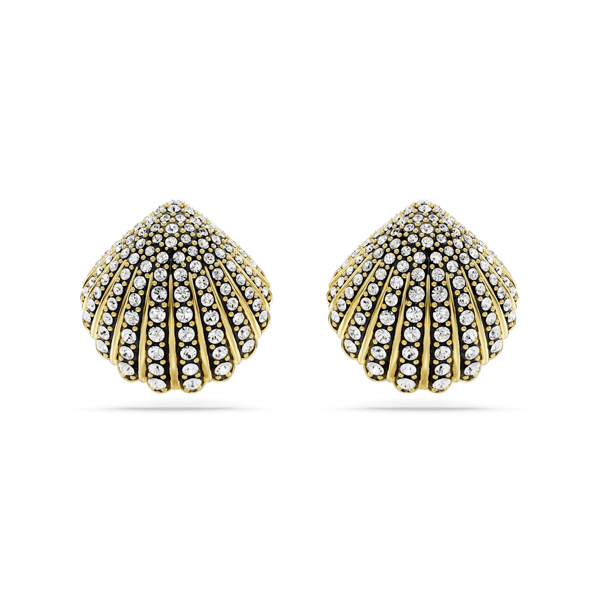 Idyllia stud earrings, Shell, White, Gold-tone plated