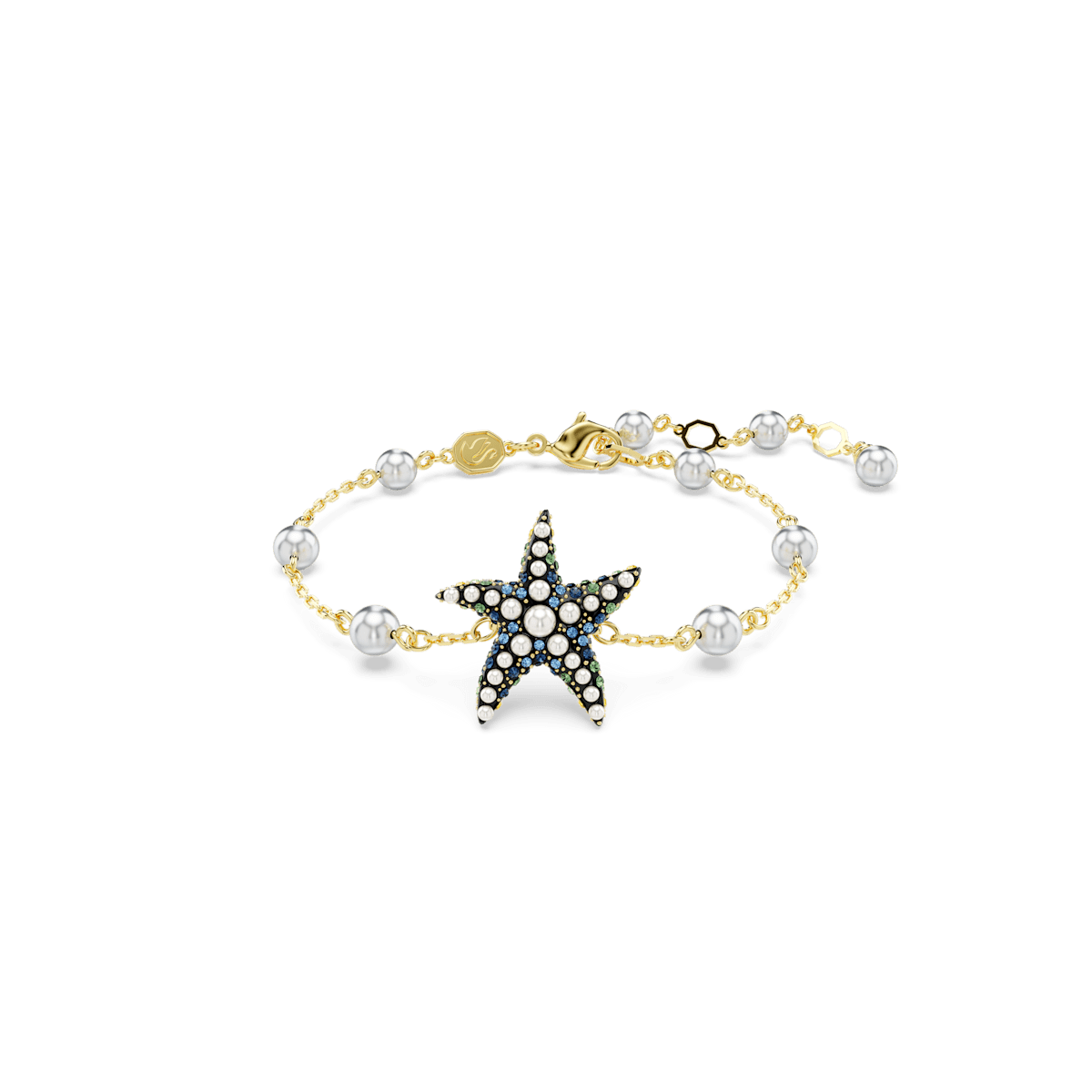 Idyllia bracelet, Crystal pearls, Starfish, Multicolored, Gold-tone plated