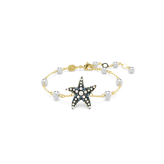 Idyllia bracelet, Crystal pearls, Starfish, Multicolored, Gold-tone plated