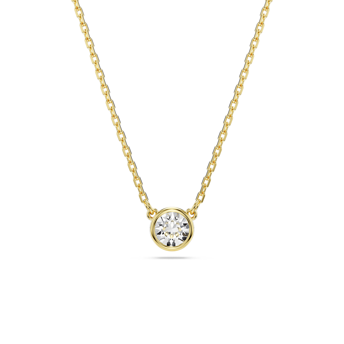 Imber pendant, Round cut, White, Gold-tone plated