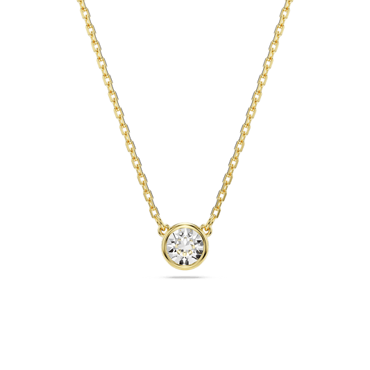 Imber pendant, Round cut, White, Gold-tone plated