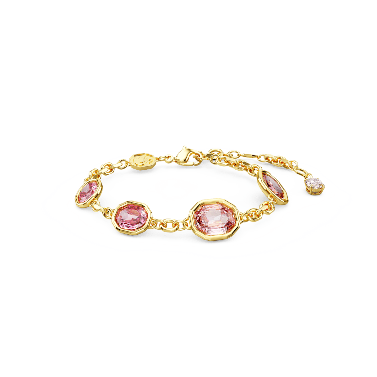 Imber bracelet, Octagon cut, Pink, Gold-tone plated