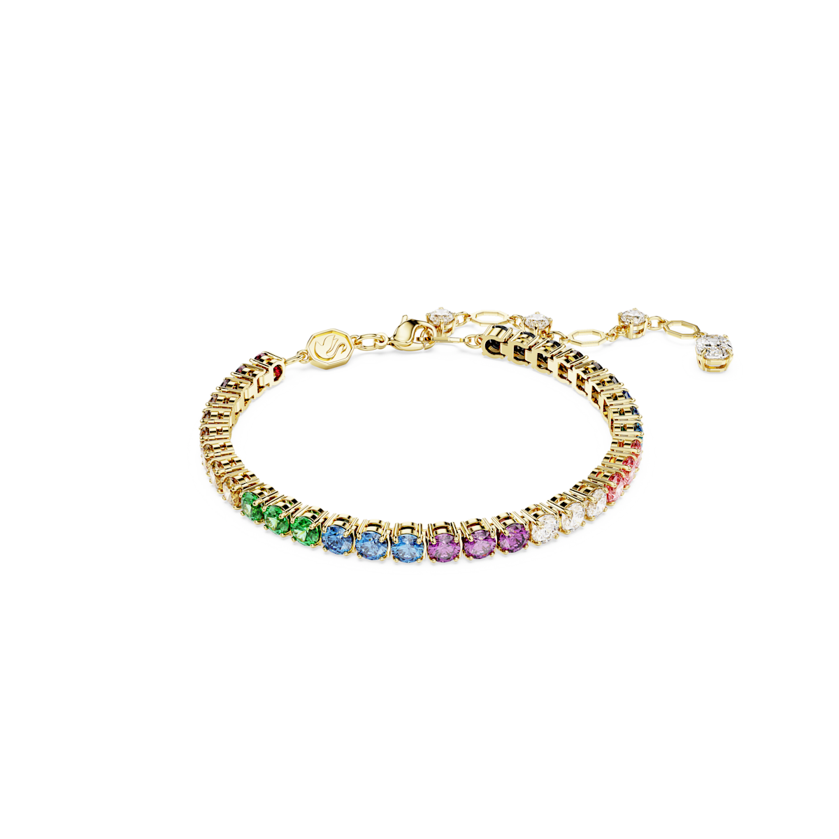 Matrix bracelet, Round cut, Multicolored, Gold-tone plated