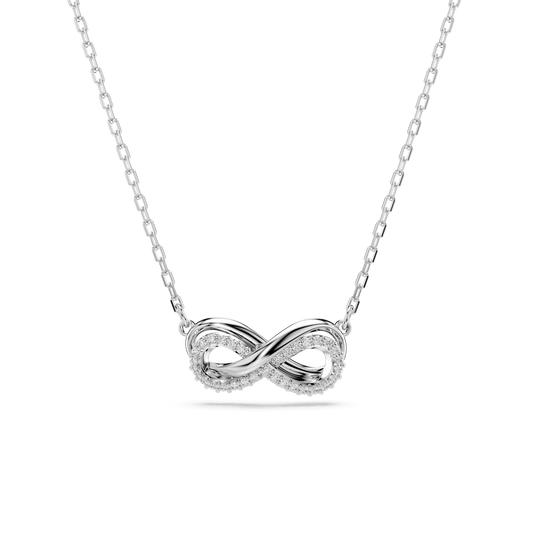 Hyperbola pendant, Pavé, Infinity, White, Rhodium plated