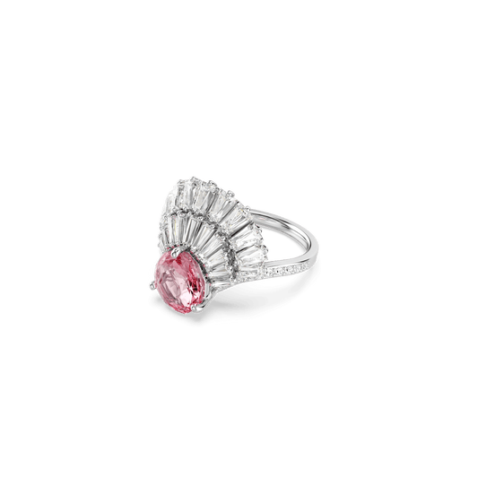 Idyllia cocktail ring, Mixed cuts, Shell, Pink, Rhodium plated